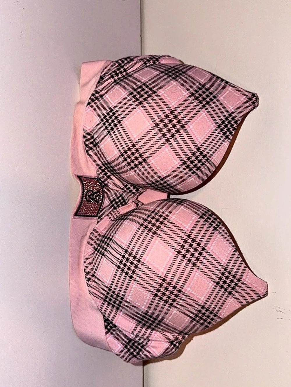 Victoria secret Pink plaid bra with gem stones